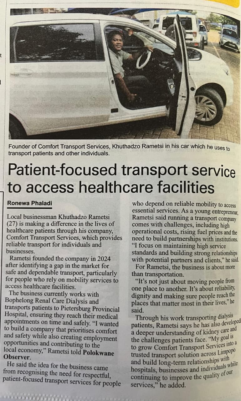 Comfort Transport Services in the Polokwane Observer